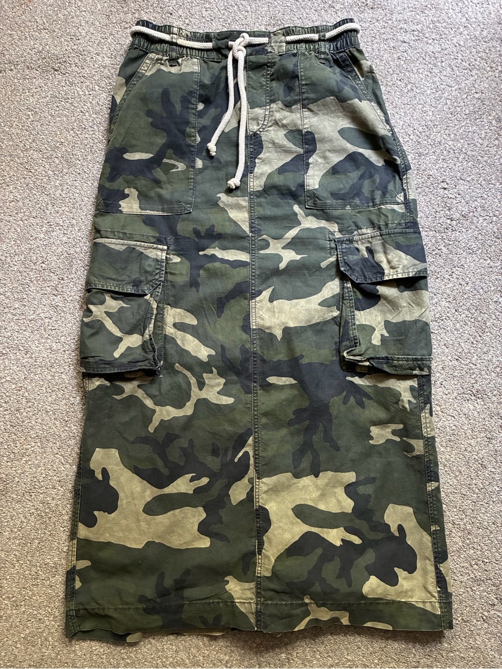 Free People Camouflage Cargo Maxi Skirt (XS)
